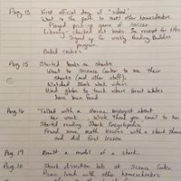 A page with handwritten notes about daily activities.